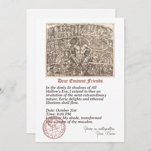Uitnodiging voor Halloween's etherische verplichti (Voorkant / Achterkant)