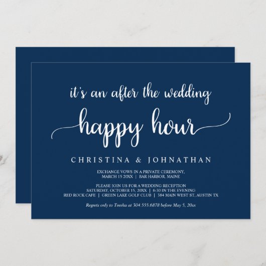 Uitnodiging voor Happy Hour na de bruiloft, Rustic (Voorkant / Achterkant)