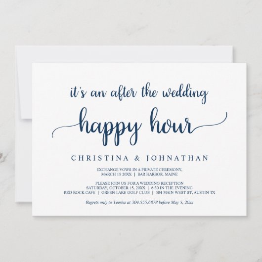 Uitnodiging voor Happy Hour na de bruiloft, Rustic (Voorkant)