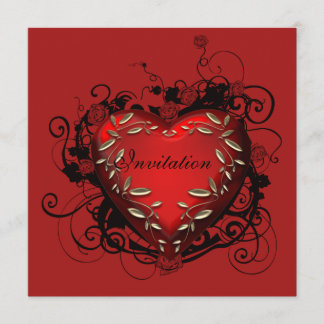 Uitnodiging voor hartvormig Valentijnsdagfeest