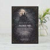Uitnodiging voor Haunted Castle Halloween-feest (Staand voorkant)