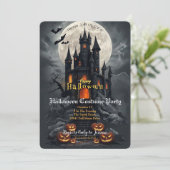 Uitnodiging voor Haunted Castle Halloween Kostuumf (Staand voorkant)