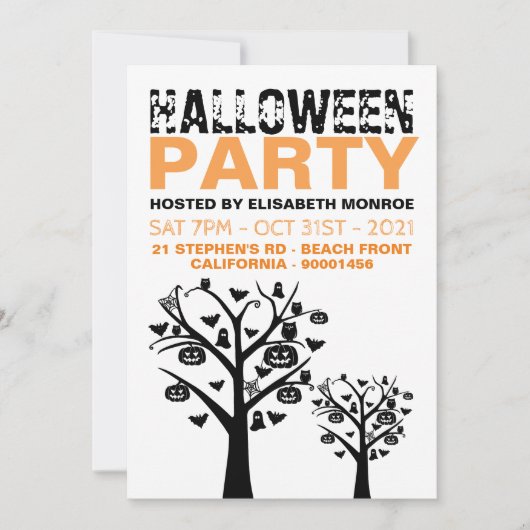 Uitnodiging voor Haunted Forest Halloween Party (Voorkant)