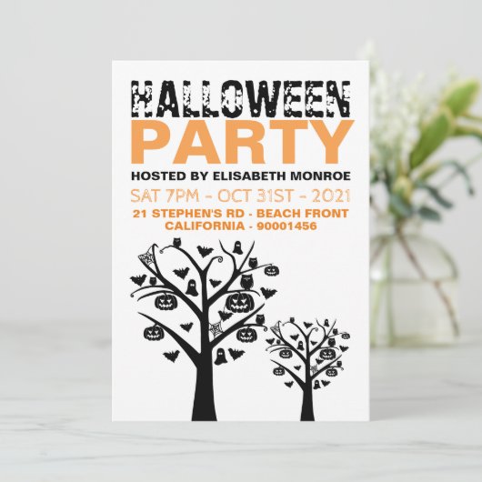 Uitnodiging voor Haunted Forest Halloween Party (Staand voorkant)