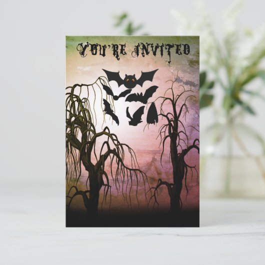 Uitnodiging voor Haunted Forest Teen Halloween Par (Staand voorkant)