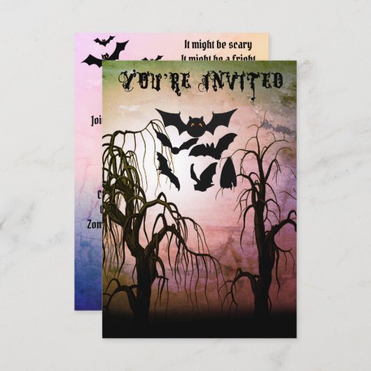 Uitnodiging voor Haunted Forest Teen Halloween Par (Voorkant / Achterkant)