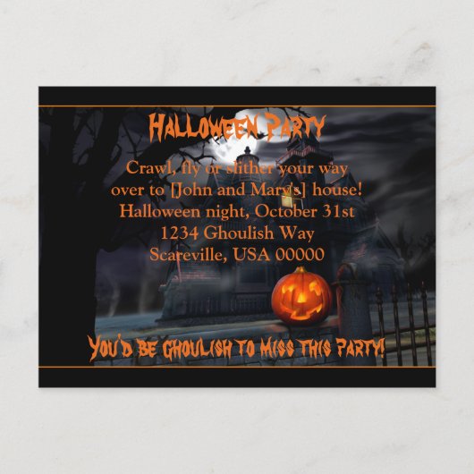 Uitnodiging voor Haunted Halloween Party (Voorkant)