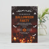 Uitnodiging voor Haunted Halloween Party (Staand voorkant)