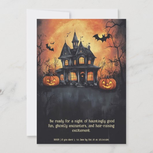 Uitnodiging voor Haunted Halloween Party (Achterkant)