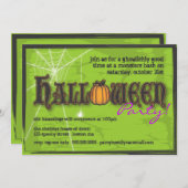 Uitnodiging voor haunted Halloween Party - zwart e (Voorkant / Achterkant)