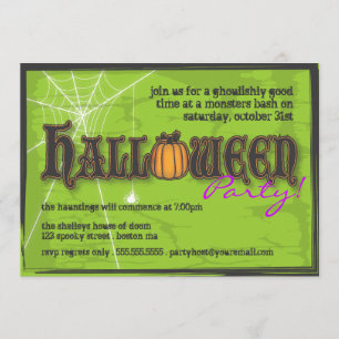 Uitnodiging voor haunted Halloween Party - zwart e