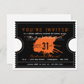 Uitnodiging voor Haunted Halloween Ticket Party (Voorkant / Achterkant)