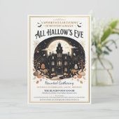 Uitnodiging voor Haunted Manor Halloween-feest (Staand voorkant)