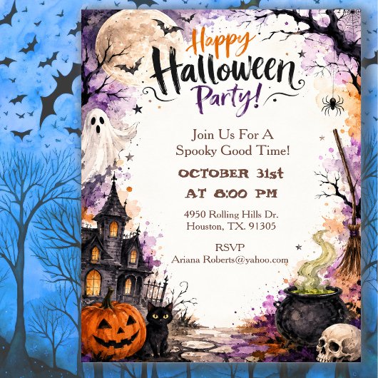 Uitnodiging voor Haunted Mansion Halloween-feest