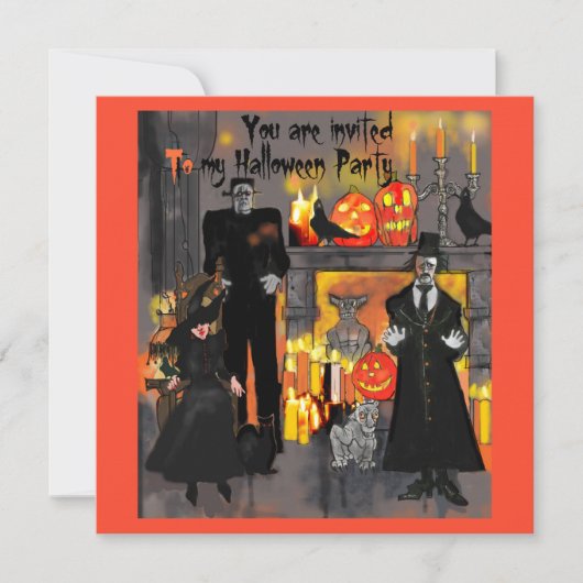 Uitnodiging voor Haunted Mansion Halloween-feest (Voorkant)