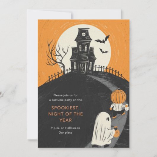 Uitnodiging voor Haunted Mansion Halloween-feest (Voorkant)