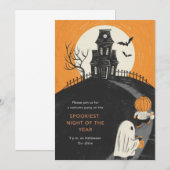 Uitnodiging voor Haunted Mansion Halloween-feest (Voorkant / Achterkant)