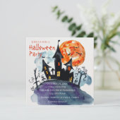 Uitnodiging voor Haunted Mansion Halloween Party (Staand voorkant)
