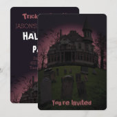 Uitnodiging voor Haunted Mansion Halloween Party (Voorkant / Achterkant)