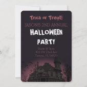 Uitnodiging voor Haunted Mansion Halloween Party (Achterkant)