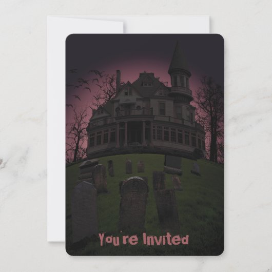 Uitnodiging voor Haunted Mansion Halloween Party (Voorkant)