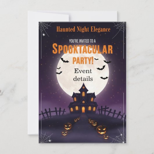 Uitnodiging voor Haunted Night Halloween | Spooky (Voorkant)