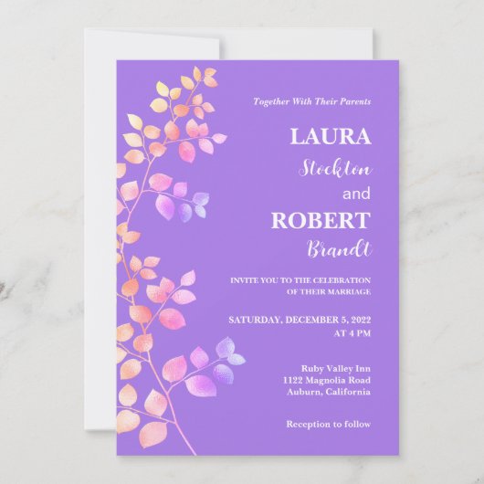 Uitnodiging voor hedendaagse bruiloft (Voorkant)