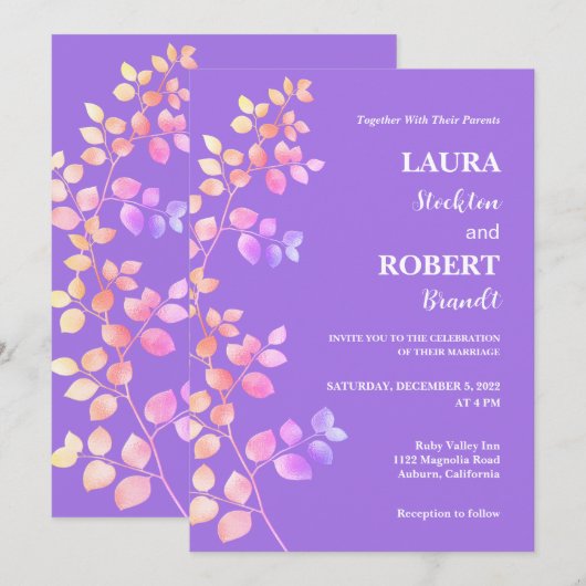 Uitnodiging voor hedendaagse bruiloft (Voorkant / Achterkant)