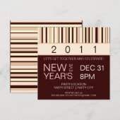 Uitnodiging voor hedendaagse Stripe New Years Eve  (Voorkant / Achterkant)