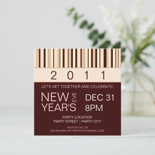 Uitnodiging voor hedendaagse Stripe New Years Eve  (Staand voorkant)