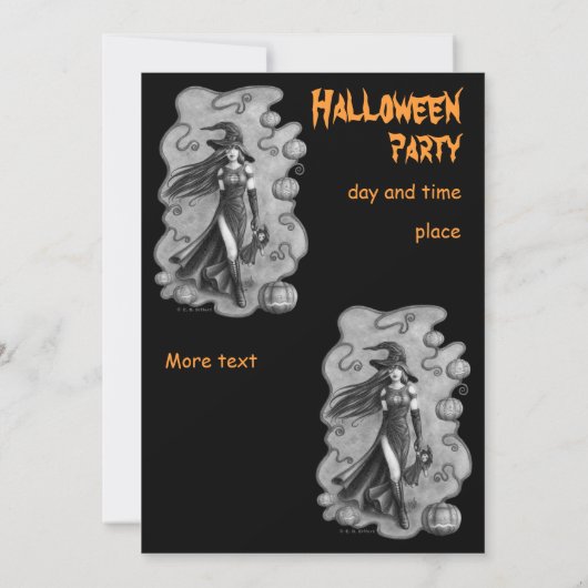 uitnodiging voor heks en doll Halloween (Achterkant)