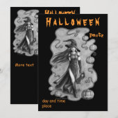 uitnodiging voor heks en doll Halloween (Voorkant / Achterkant)