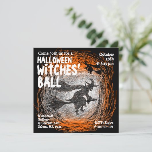 Uitnodiging voor heksen Ball Halloween (Staand voorkant)