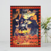 Uitnodiging voor heksen Halloween (Staand voorkant)