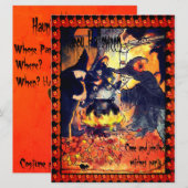 Uitnodiging voor heksen Halloween (Voorkant / Achterkant)