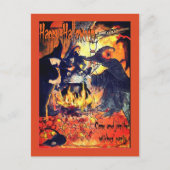 Uitnodiging voor heksendrie Halloweenfeestje (Voorkant)