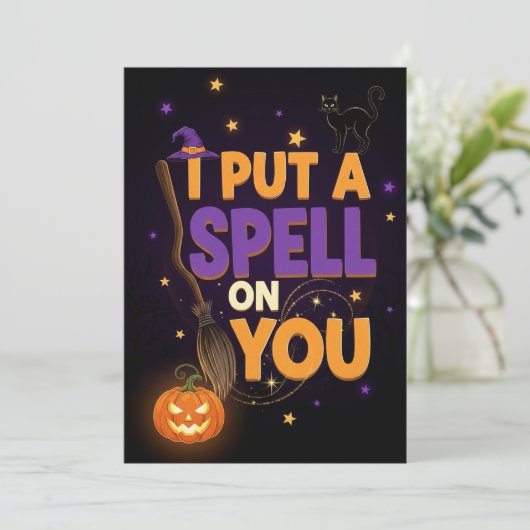 Uitnodiging voor heksenspell Halloween-feest (Staand voorkant)