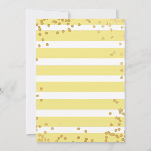 Uitnodiging voor helder geel en goud bruidsdouche (Achterkant)