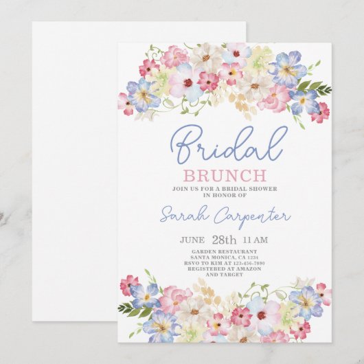 Uitnodiging voor heldere kleurrijke bridal (Voorkant / Achterkant)