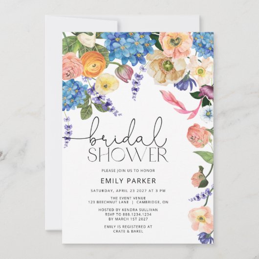 Uitnodiging voor heldere kleurrijke bridal (Voorkant)