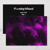 Uitnodiging voor Helroze Schedel Halloween in Heet (Voorkant / Achterkant)