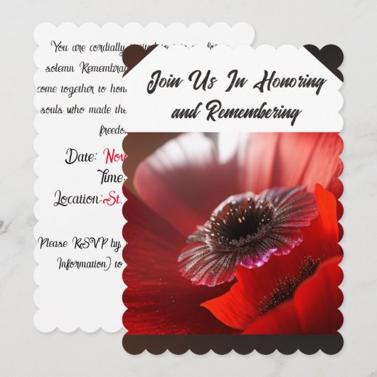 Uitnodiging voor herdenkingsdag (Voorkant / Achterkant)