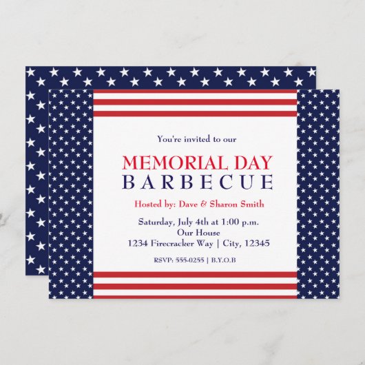 Uitnodiging voor herdenkingsdag Barbecuefeest (Voorkant / Achterkant)