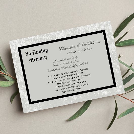 Uitnodiging voor herdenkingsdienst — klassiek ontw