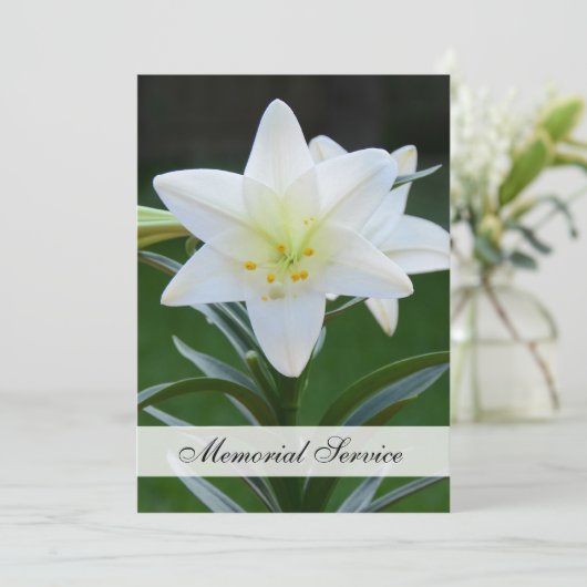 Uitnodiging voor herdenkingsdienst — Lily (Staand voorkant)