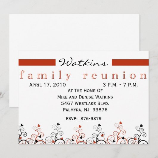 Uitnodiging voor hereniging van familiebomen -+ (Voorkant / Achterkant)