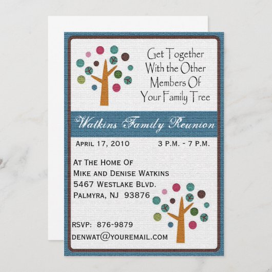 Uitnodiging voor hereniging van familiebomen -+ (Voorkant / Achterkant)