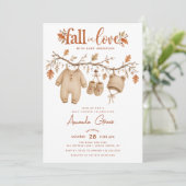 Uitnodiging voor herfst baby shower 'Fall in Love' (Staand voorkant)