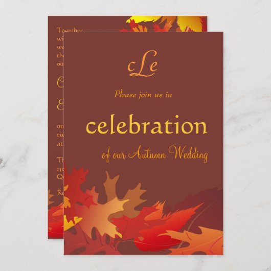 Uitnodiging voor herfst bruiloft (Voorkant / Achterkant)