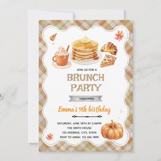 Uitnodiging voor herfst brunchfeest (Voorkant)